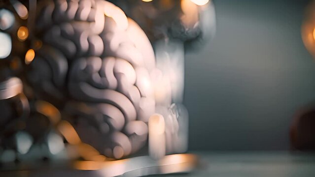 Close Up of a Model Human Brain Generative AI