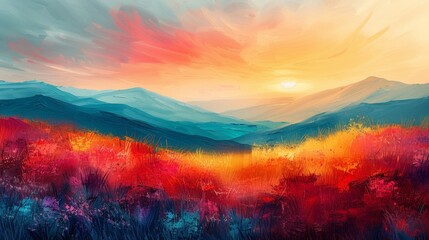 Vibrant sunset over painted hills