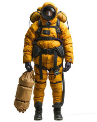 Fototapeta premium Cutting-edge yellow diving suit, cutting-edge technology