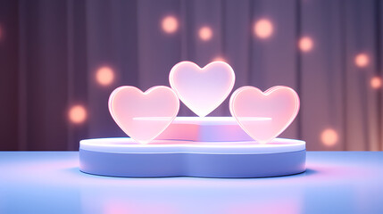 Glowing heart on the podium
