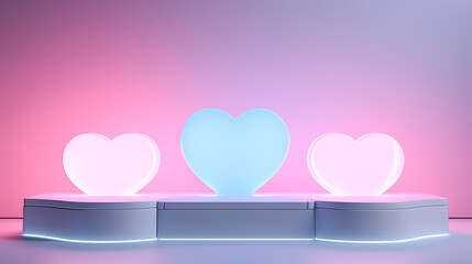Glowing heart on the podium