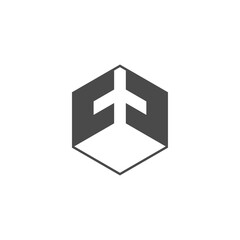 aircraft and hexagon logo design
