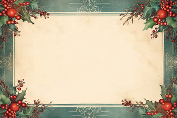 luxury vintage letter border with christmas style red and green toned,ultra details,empty space
