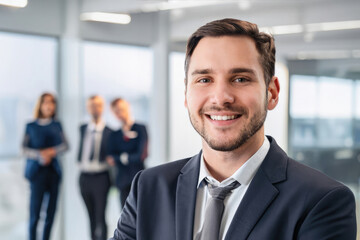 portrait of a smiling businessman, handsome manager in office