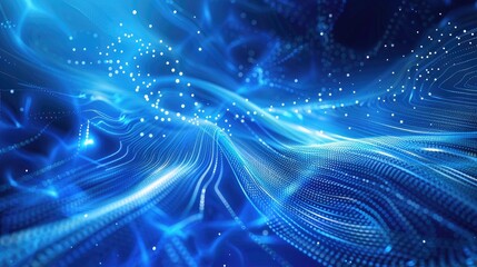 Dynamic blue background with particle curves and a futuristic hi-tech design, ideal for abstract visuals