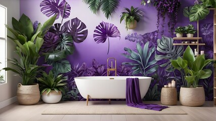 Fototapeta premium modern bathroom interior with flowers