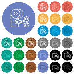 Cutting plaster outline round flat multi colored icons