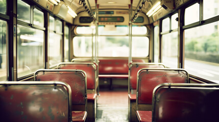 Fototapeta premium A bus with empty seats and a window