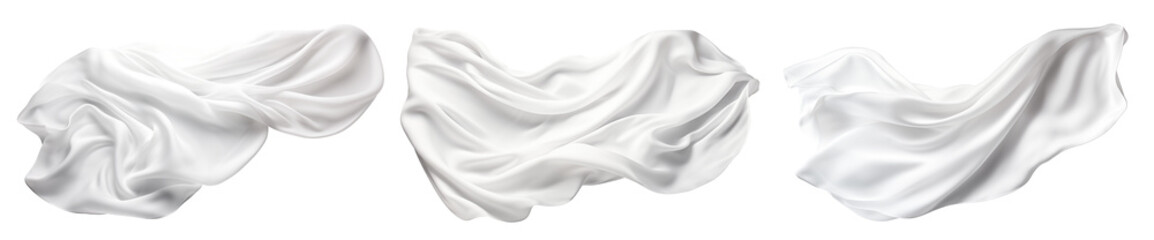 Obraz premium Set of floating elegant white fabrics, cut out