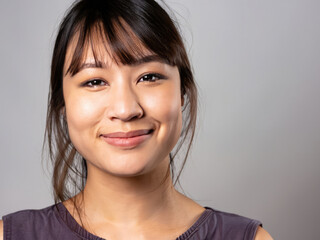 portrait of asian woman, female face closeup