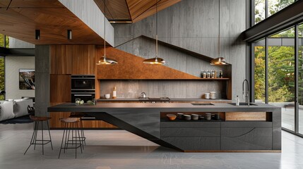 Modern open kitchen with an architectural edge