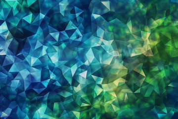 Obraz premium Dancing Triangles: A Blue and Green Abstract Masterpiece