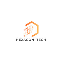 ILLUSTRATION HEXAGON SIMPLE  GRADIENT ORANGE COLOR TECH LOGO ICON MODERN SIMPLE TEMPLATE ELEMENT DESIGN VECTOR