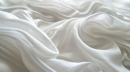 Obraz premium Blurred white fabric texture background with a soft, abstract design, creating a serene and elegant visual effect