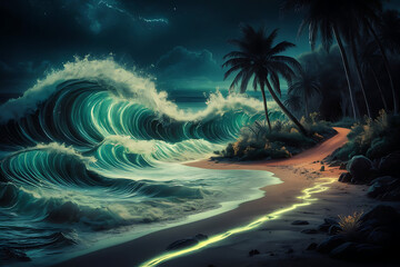 tropical island with palm trees