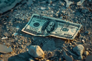 Crushed Dollar Symbolizing Economic Recession