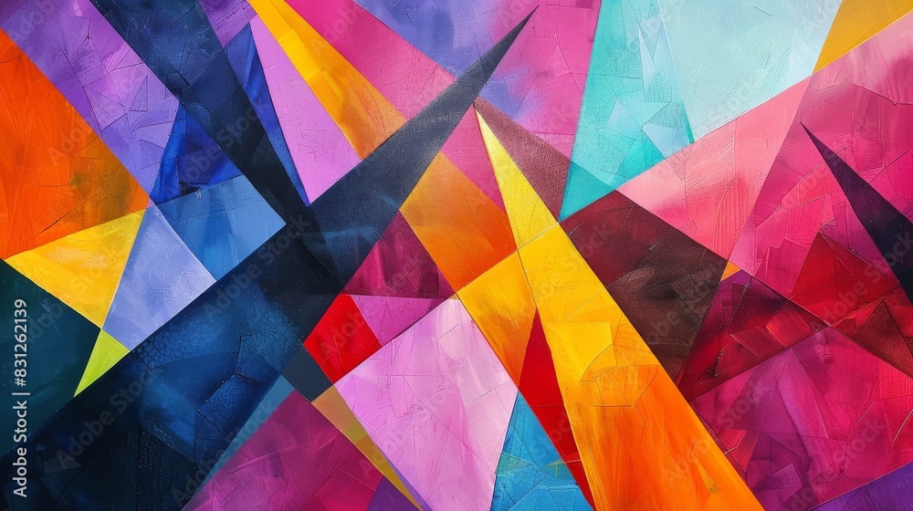 Wall mural Vivid mural art with geometric shapes in a burst of colors