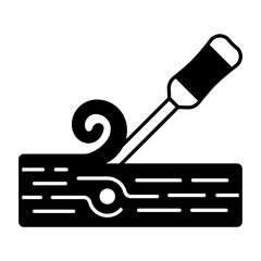 firmer chisel removing extra chip of wood concept, trimming bevel edge slab vector icon design, timber and lumber Symbol, Forestry and Deforestation Sign, forest farming and woodlands illustration