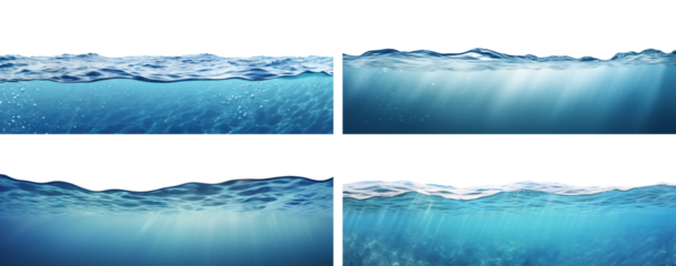Set of serene underwater seascapes, cut out