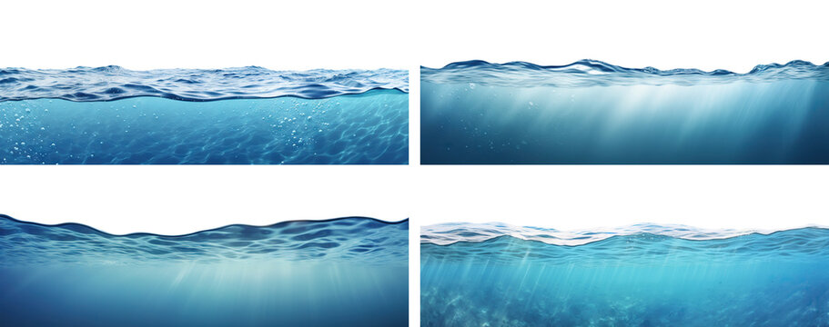 Set of serene underwater seascapes, cut out