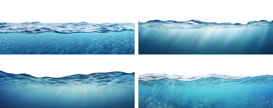Set of serene underwater seascapes, cut out