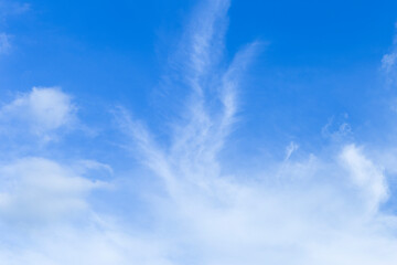 White cloud on clear blue sky background, weather and season background, nature concept