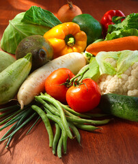 Frisches Gemüse, Ernte, bauern, Gemüse mit wassertropfen, Kohl, Tomaten,