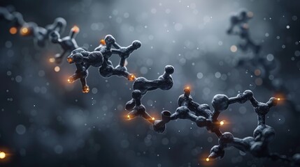 Abstract Molecular Structure with Glowing Atoms