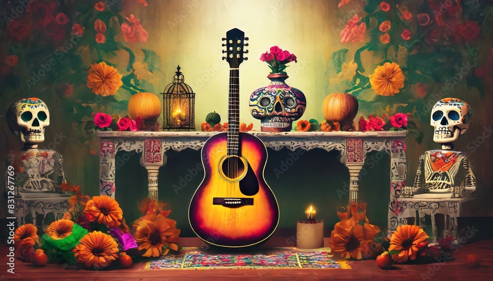 Wall mural halloween background with pumpkins