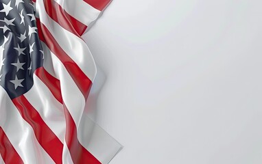 realistic close-up of an American flag waving on a white background.