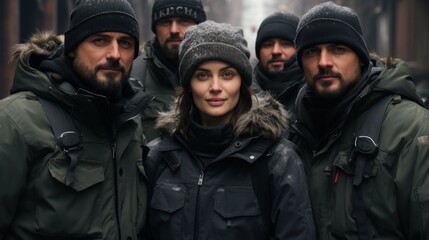 Fototapeta premium winter photo of friends