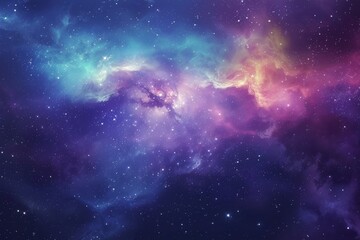 Obraz premium Vibrant space dust cloud enveloped cosmic nebula, enchanting celestial marvels cosmic starry sky idea artwork