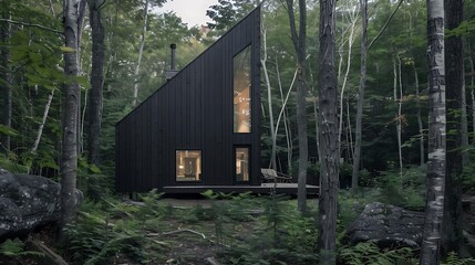 Exquisite Elegance: Captivating Design of a Sleek, Modern Black Residence Amidst Urban Sophistication