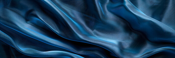 Obraz premium Close up copy space image of a premium blue fabric texture used as a decorative textile background for interior design