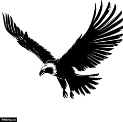 Fototapeta premium Silhouette of flying eagle. AI generated illustration.