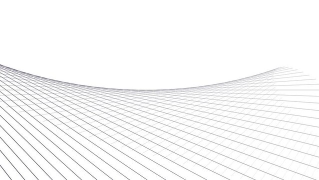 Black color wavy curve lines background 4K animation video.