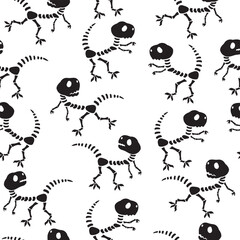 Naklejka premium Vector dinosaur skeleton pattern. Dino seamless bone background