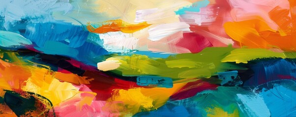 Fototapeta premium Vibrant abstract oil painting landscape