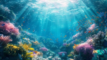 Obraz premium Underwater world. Coral reef and fishes in Red sea at Egypt