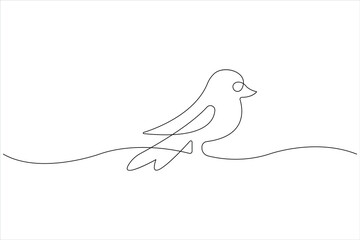  Continuous one line art drawing of cute bird simple outline vector illustration