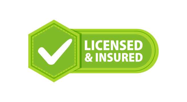 Licensed insured Badge with a check mark. Label or sticker