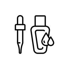 Under eye serum for dark circles and puffiness. Simple outline icon. Eye cream for fine lines and wrinkles. Contour symbol. Vector isolated outline drawing.