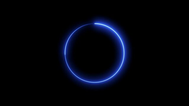 Abstract beautiful neon light glowing circle frame background 4k animation.