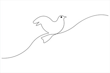  Continuous one line art drawing of cute bird simple outline vector illustration