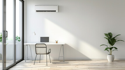 Minimalist style white modern interior home and study design