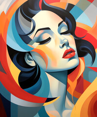 Abstract portrait of a woman. colorful glamour aesthetic.