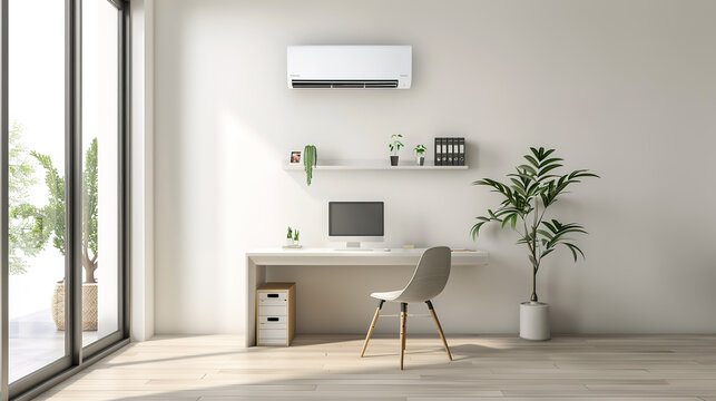 Minimalist style white modern interior home and study design