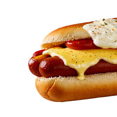 generative ai hot dog with sausage filling isolated transparent background