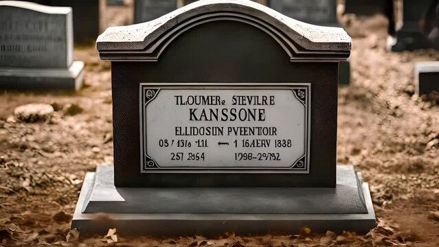 Headstone With Name in Cemetery Generative AI