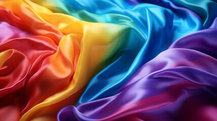 Obraz premium Vivid, colorful silk fabrics elegantly intertwined, creating a seamless blend of vibrant hues and luxurious textures in a captivating display.